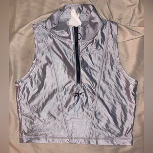 Reebok Silver Sleeveless Zip-Up Top